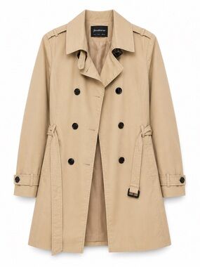 Stradivarius Beige Double-Breasted Trench Coat
